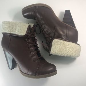 Mossimo supply co brown faux fur booties